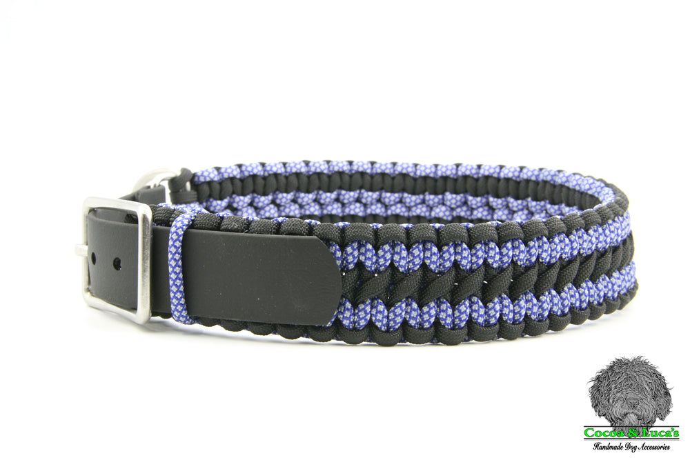 'Double Cobra' Paracord Dog Collar Black Tuffdogs Stuff