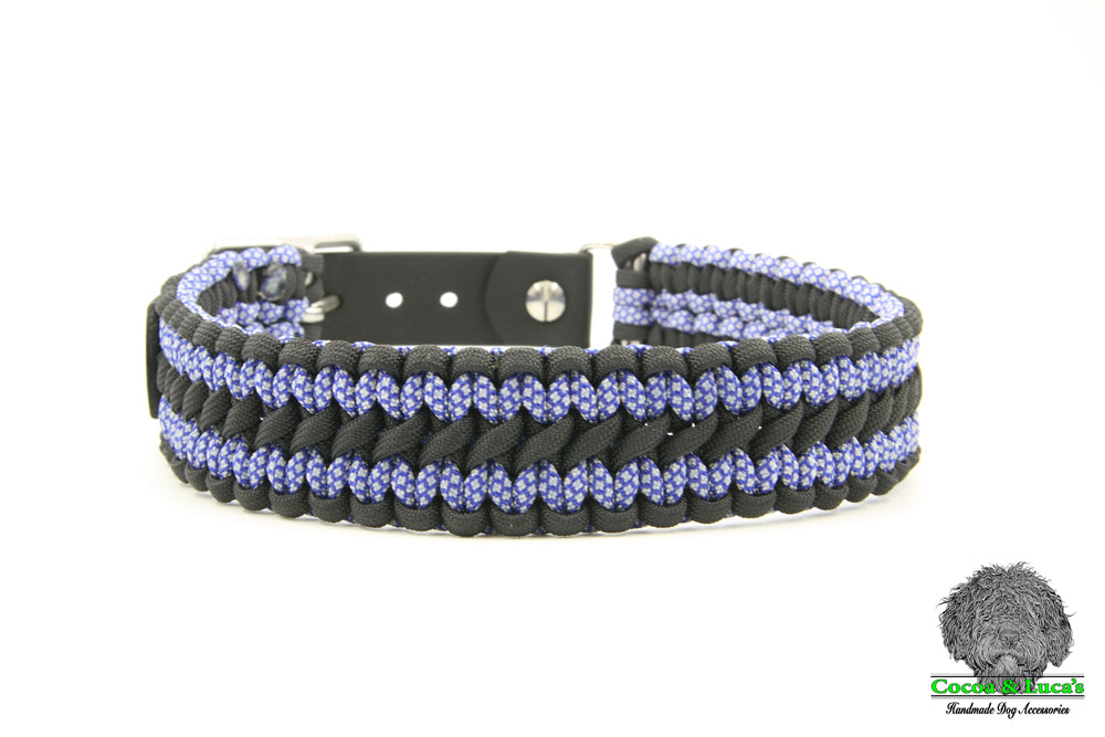 'Double Cobra' Paracord Dog Collar Black Tuffdogs Stuff