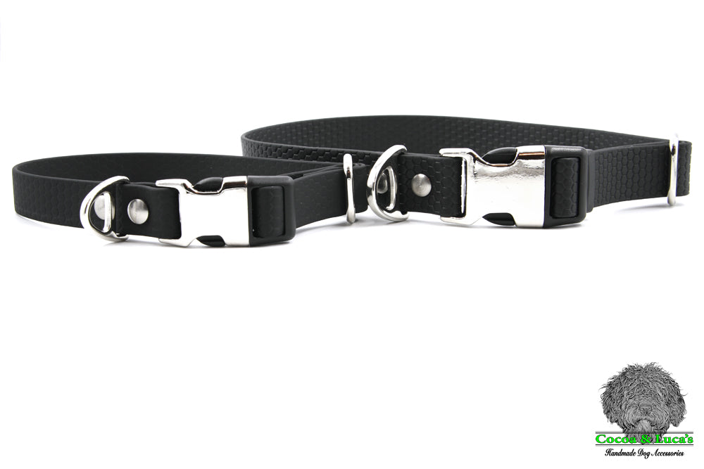 Side Release Buckle HEXA Webbing Dog Collar - Black