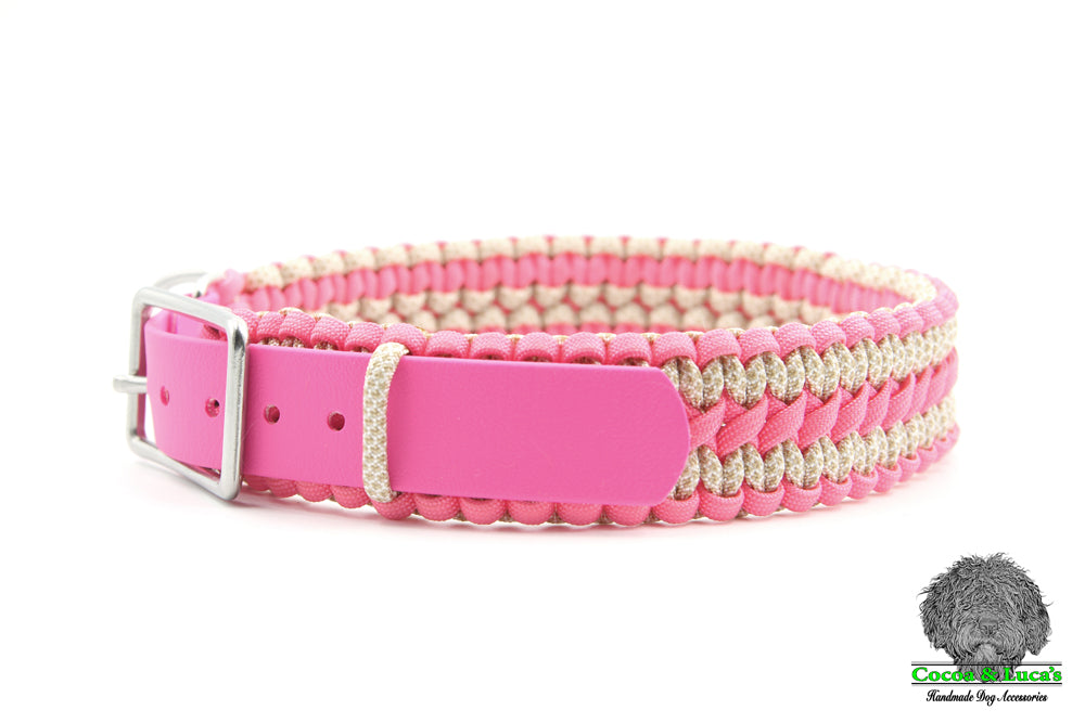 Pink paracord dog collar deals